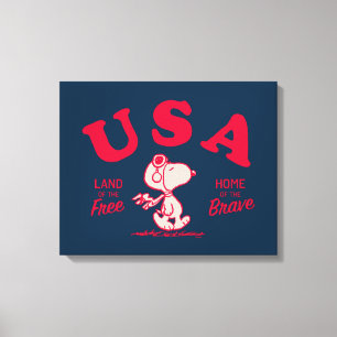 pinda's Snoopy USA Land of the Free Canvas Afdruk