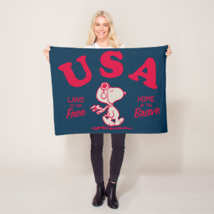 pinda's Snoopy USA Land of the Free Fleece Deken