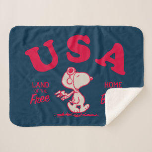 pinda's Snoopy USA Land of the Free Sherpa Deken