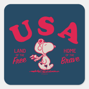 pinda's Snoopy USA Land of the Free Vierkante Sticker