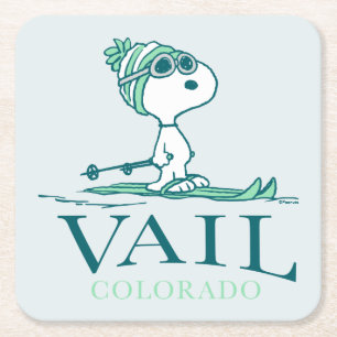pinda's Snoopy Vail Colorado Vierkante Kartonnen Onderzetter