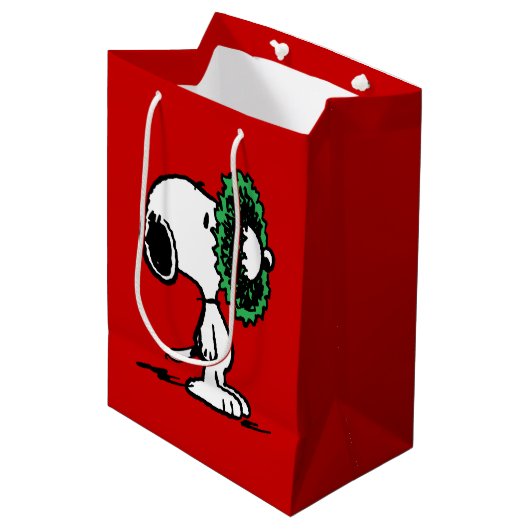 pinda's | Snoopy voor de Feestdagen Medium Cadeauzakje (Voorkant Gekanteld)