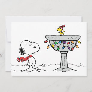 Pinda's Snoopy & Woodstock Bevroren Vogeldrinkba Feestdagenkaart