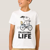 pinda's | Snoopy & Woodstock Bicycle T-shirt (Voorkant)