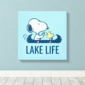 pinda's | Snoopy & Woodstock Canoe Canvas Afdruk (Insitu (Houten vloer))