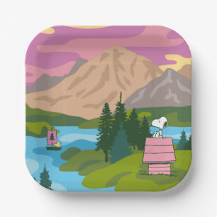 pinda's   Snoopy & Woodstock De Grote Buiten Papieren Bordje