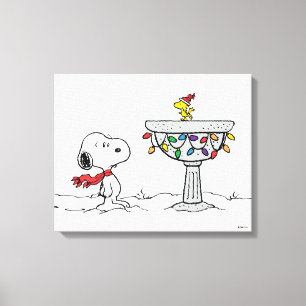 pinda's Snoopy & Woodstock Frozen Birdbath Canvas Afdruk