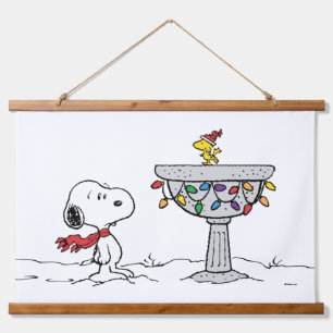pinda's   Snoopy & Woodstock Frozen Birdbath Hangend Wandkleed