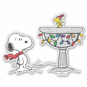 pinda's   Snoopy & Woodstock Frozen Birdbath Sticker