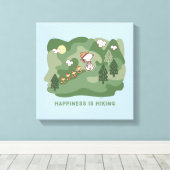 pinda's | Snoopy & Woodstock Happiness Hiking Canvas Afdruk (Insitu (Houten vloer))
