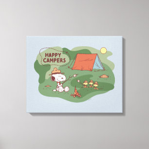 pinda's Snoopy & Woodstock Happy Campers 2 Canvas Afdruk