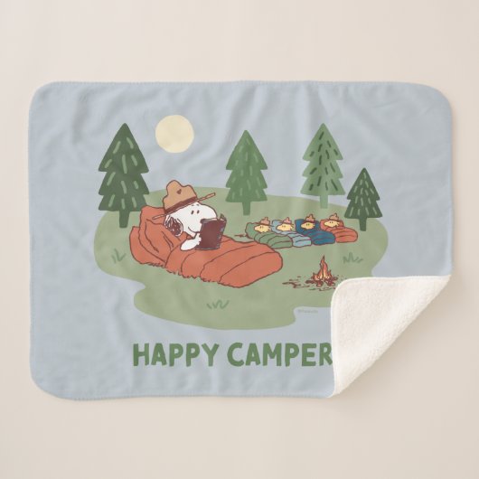 pinda's | Snoopy & Woodstock Happy Campers Sherpa Deken (Voorkant (horizontaal))