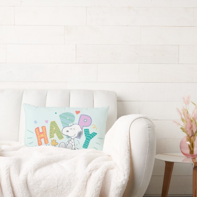 pinda's | Snoopy & Woodstock Happy Kussen (Bank)