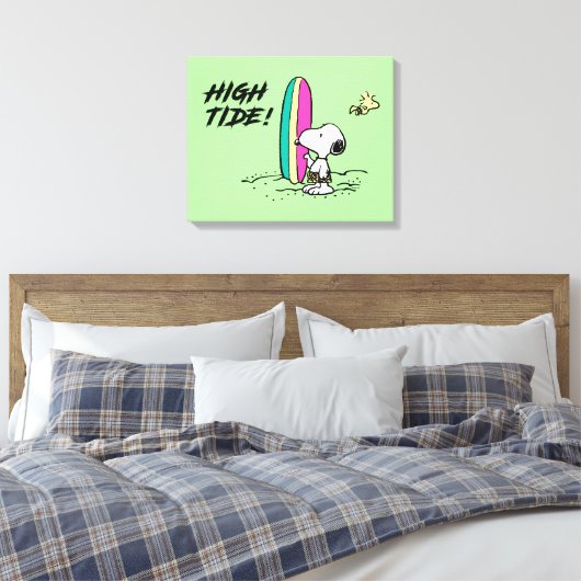 pinda's | Snoopy & Woodstock High Tide Canvas Afdruk (Insitu (Slaapkamer))
