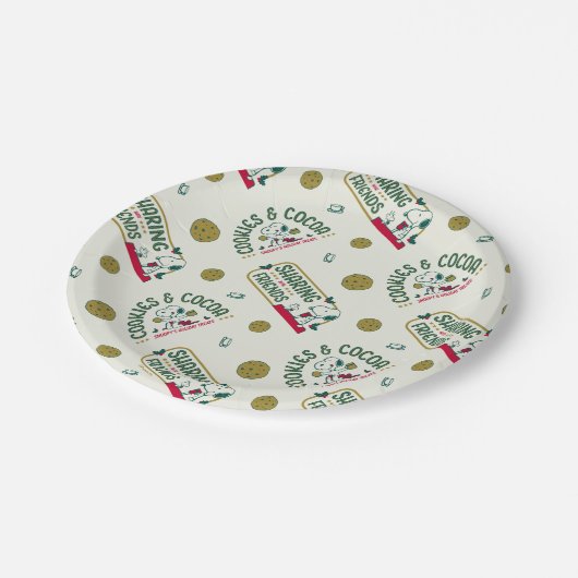 pinda's | Snoopy & Woodstock Hot Cocoa Pattern Papieren Bordje (Gekanteld)