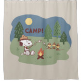 pinda's | Snoopy & Woodstock in de Campfire Douchegordijn (Voorkant)