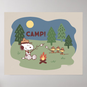 pinda's   Snoopy & Woodstock in de Campfire Poster