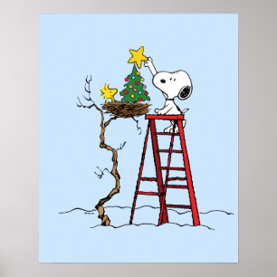pinda's   Snoopy & Woodstock - kerstboom Poster