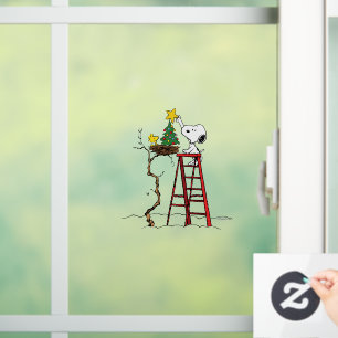 pinda's Snoopy & Woodstock - kerstboom Raamsticker