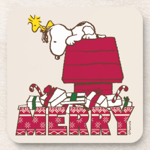 pinda's Snoopy & Woodstock Merry Ugly Sweater Bier Onderzetter