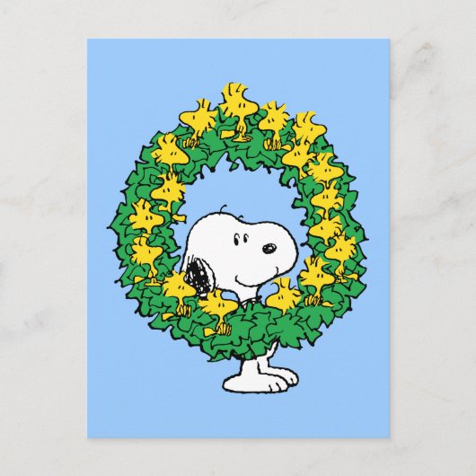 pinda's | Snoopy & Woodstock met kerstmis Briefkaart (Voorkant)