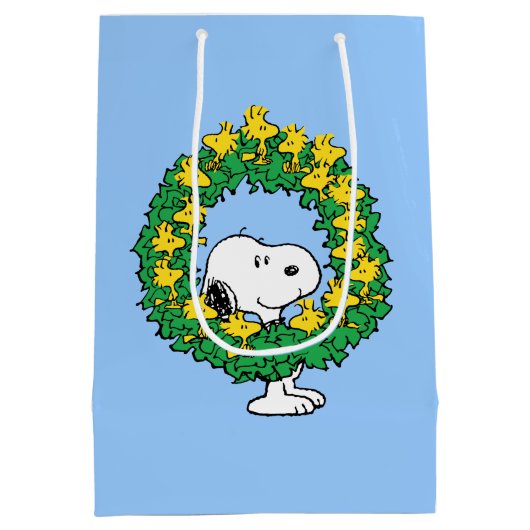 pinda's | Snoopy & Woodstock met kerstmis Medium Cadeauzakje (Achterkant)