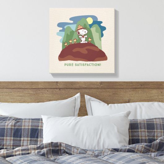 pinda's | Snoopy & Woodstock Pure Satisfaction Canvas Afdruk (Insitu (Slaapkamer))