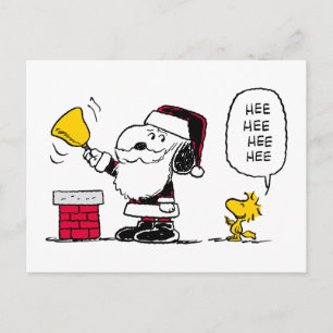 pinda's   Snoopy & Woodstock Santa Bell Ringer Briefkaart
