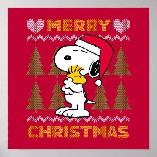pinda's | Snoopy & Woodstock Santa Claus Hug Poster (Voorkant)