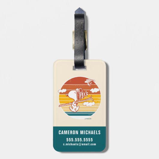 pinda's | Snoopy & Woodstock Ski Trip Bagagelabel (Achterkant verticaal)