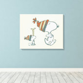 pinda's | Snoopy & Woodstock Ski Trip Canvas Afdruk (Insitu (Houten vloer))