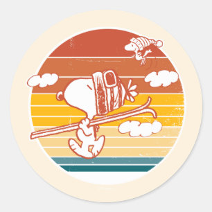 pinda's   Snoopy & Woodstock Ski Trip Ronde Sticker