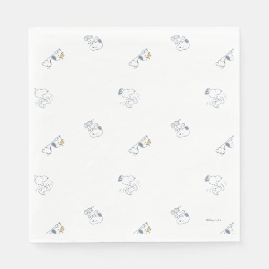 pinda's | Snoopy & Woodstock Soft Grey Pattern Servet (Voorkant)