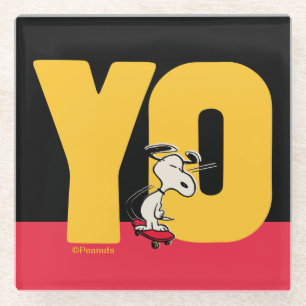 pinda's   Snoopy YO Skateboard Glazen Onderzetter