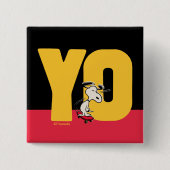 pinda's | Snoopy YO Skateboard Vierkante Button 5,1 Cm (Voorkant)