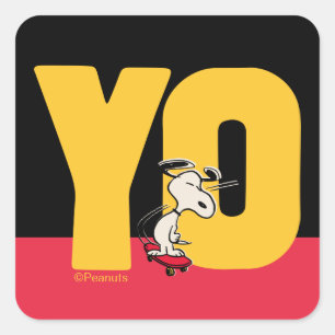 pinda's   Snoopy YO Skateboard Vierkante Sticker