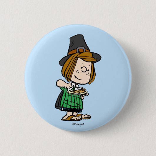 pinda's | Thanksgiving Peppermint Patty Ronde Button 5,7 Cm (Voorkant)