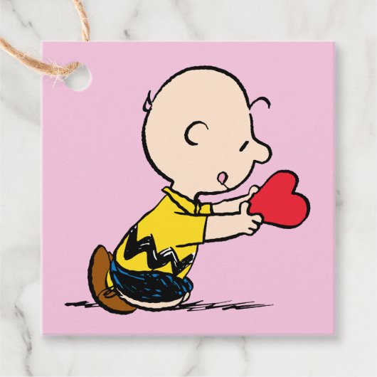 pinda's | Valentijnsdag Charlie Brown Red Heart Bedankjes Labels (Voorkant)