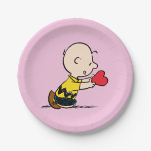 pinda's   Valentijnsdag Charlie Brown Red Heart Papieren Bordje