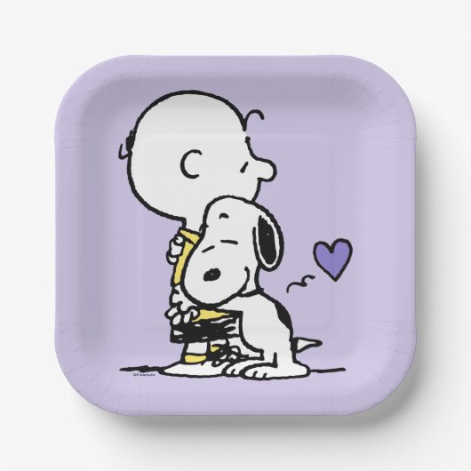 pinda's | VALENTIJNSDAG | Charlie Brown & Snoopy Papieren Bordje (Voorkant)
