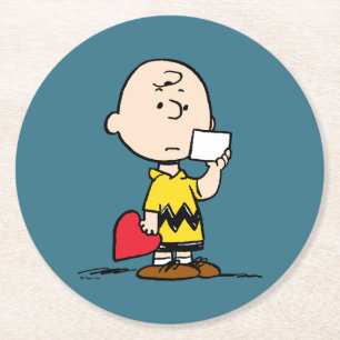 pinda's Valentijnsdag Charlie Brown Valentijn Ronde Kartonnen Onderzetter