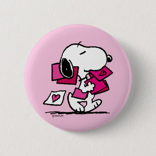 pinda's VALENTIJNSDAG Snoopie met Valentijnse Ronde Button 5,7 Cm
