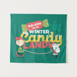 pinda's Wandelen in een winterse Snoep! Wandkleed