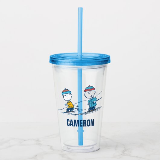 pinda's | Winter Skien het Slopes Pattern Acryl Drinkbeker (Voorkant)