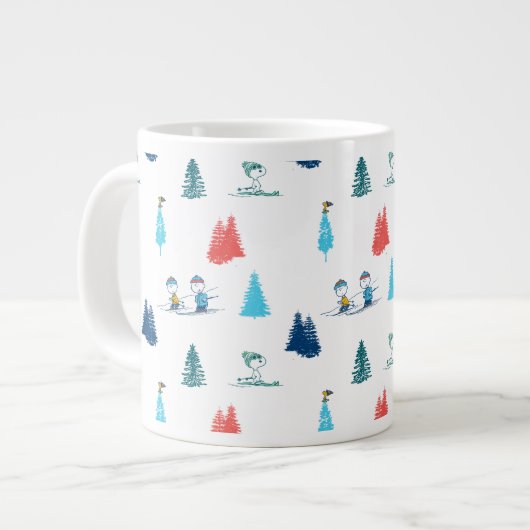 pinda's | Winter Skien het Slopes Pattern Extra Grote Beker (Voorkant links)
