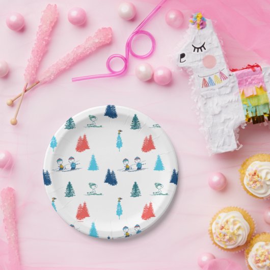 pinda's | Winter Skien het Slopes Pattern Papieren Bordje (Feest)