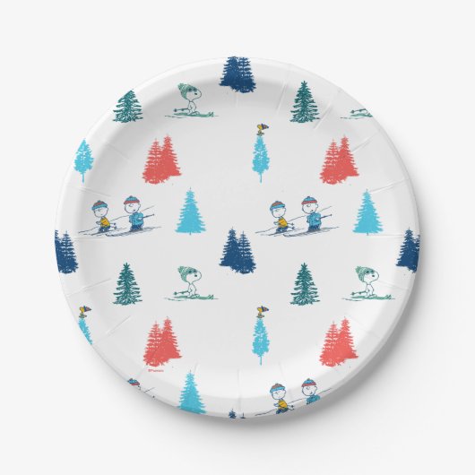 pinda's | Winter Skien het Slopes Pattern Papieren Bordje (Voorkant)