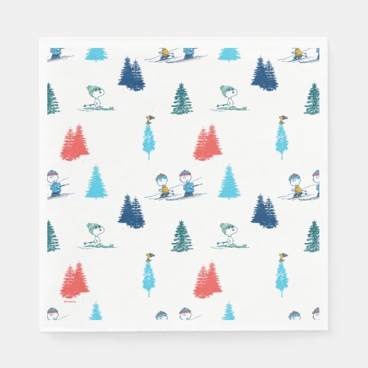 pinda's | Winter Skien het Slopes Pattern Servet (Voorkant)