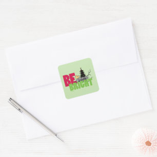 pinda's Woodstock Christmas Be Bright Vierkante Sticker