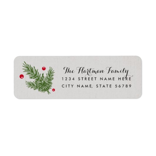 Pine and Holly Berries Return Address Labels (Voorkant)